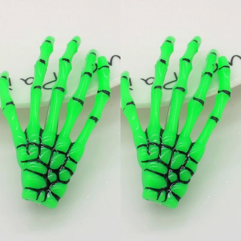 Halloween Skeleton Hands Hair Clips 2Pcs Gothic Punk Rock Accessories for Women Devil Party Hair Pin Girl Hair Accessoires