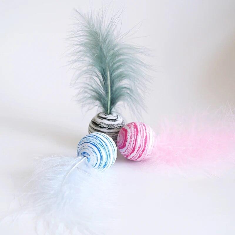 1 шт., интерактивные игрушки для кошек, звездный шар плюс перо, материал EVA, легкий пенопластовый шар, игрушка для метания, плюшевые игрушки, палочка с перьями, принадлежности