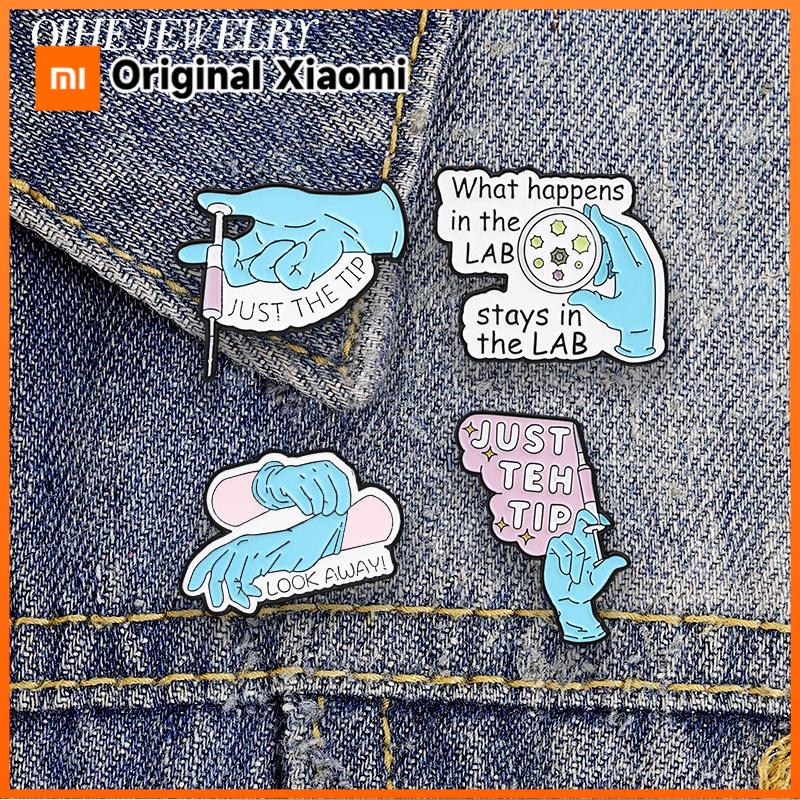 Xiaomi What Happens In The Lab Stays In The Lab Culture Dish Brooch Enamel Pin Just The Tip Medical Syringe Gloves Brooch Jewelry Badge