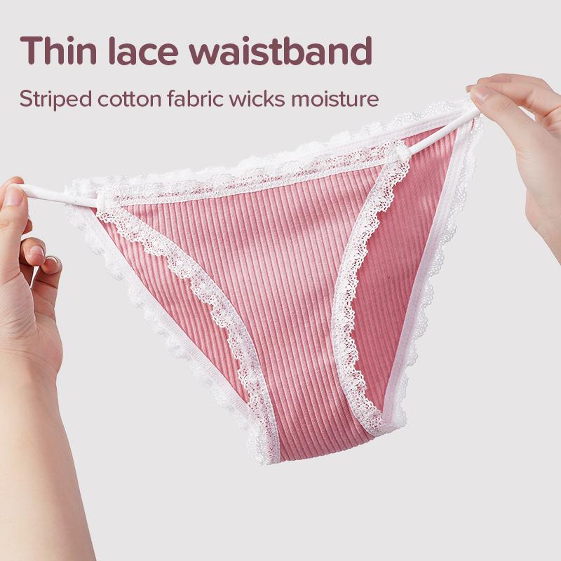 Sweet Girl Panties Lace Edge Thin Waistband Cotton Crotch Briefs