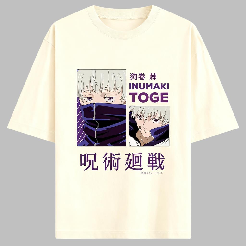 Аниме Jujutsu Kaisen Инумаки Тоге Печать Хлопковая Футболка Мужская и Женская Мода Харадзюку Свободная Летняя Аниме Периферия Одежда