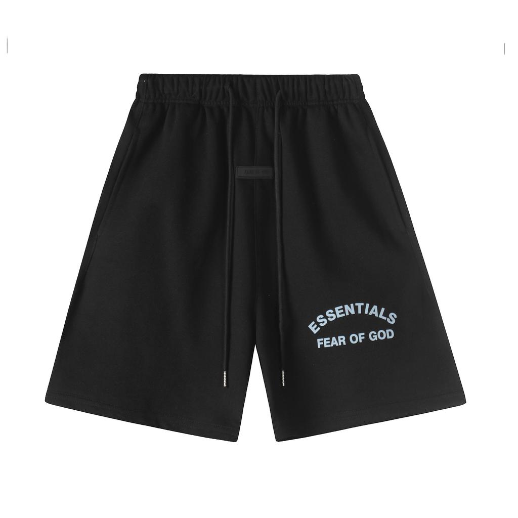 Fear Of God Essentials Шорты с принтом изогнутых букв Унисекс Большие Хлопковые На шнурке Эластичный пояс Уличная одежда Повседневные Спортивные Короткие штаны до колен
