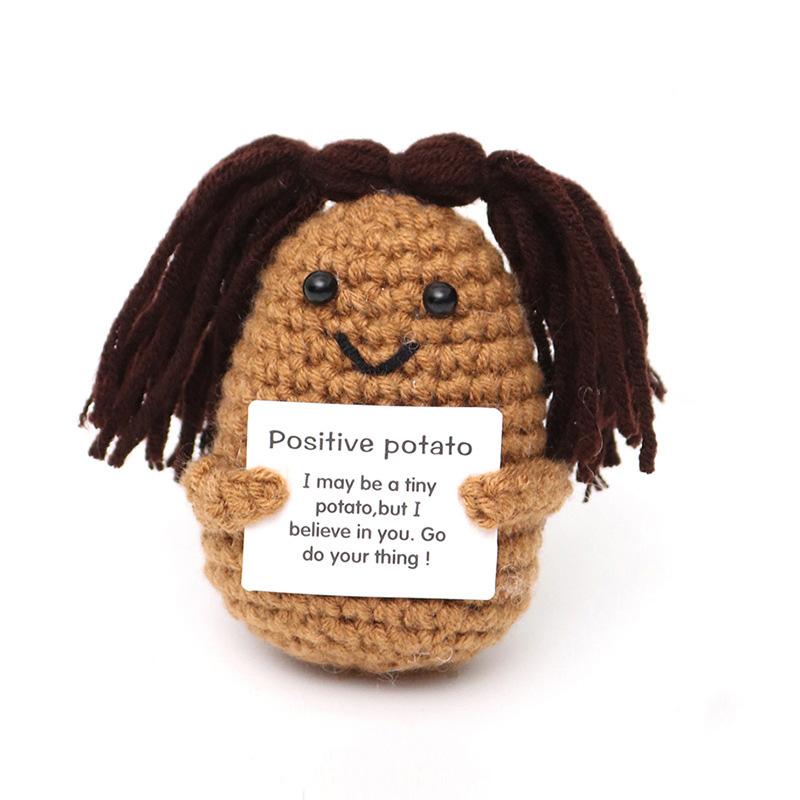 Positive Energy Bee Hug Pocket Doll Mini Handmade Plush Wool Knitting Doll With Card Funny Christams Gift Home Room Decoration