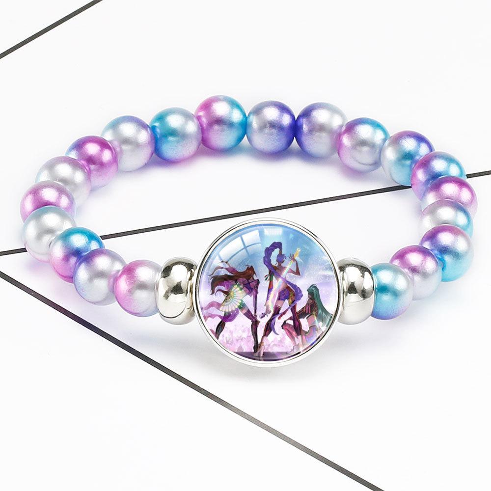 Браслет из бусин с плавным переходом цвета Rumi Zoey Mira Браслет с инкрустированным кристаллом Скрытая застежка Съемное эластичное украшение