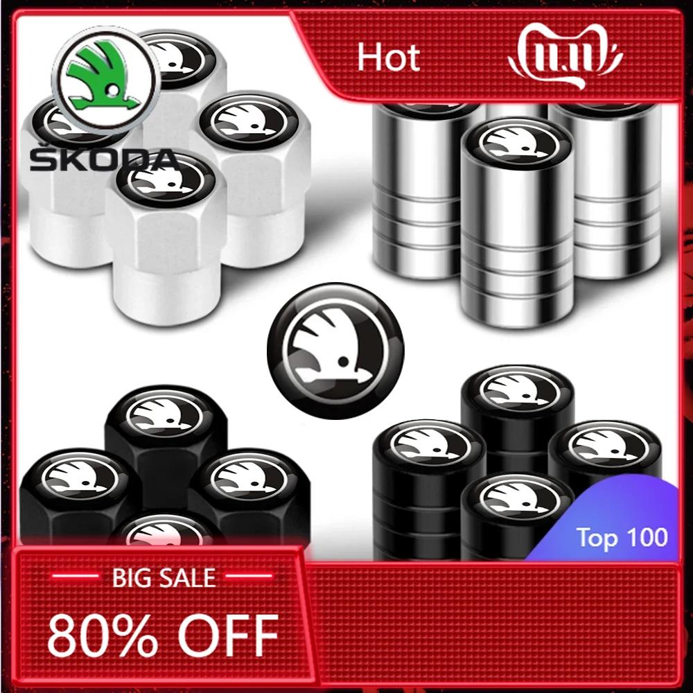Автомобильная наклейка 2025 Новые 4 шт. Металлические Колпачки Клапанов Шин Колес Автомобиля Чехлы для Штоков Аксессуары Для Skoda S Kodiaq Octavia 2 3 Yeti Karoq
