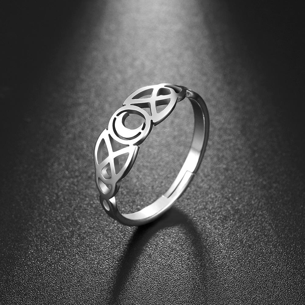 Кольцо Celtic Trinity Knot Moon Ring из нержавеющей стали с регулируемым ободком для женщин