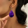 Абстрактные серьги из ПУ кожи с фиолетовым узором потока воды Легкие серьги Модные женские серьги Модные серьги Ювелирные изделия для вечеринок Подарки