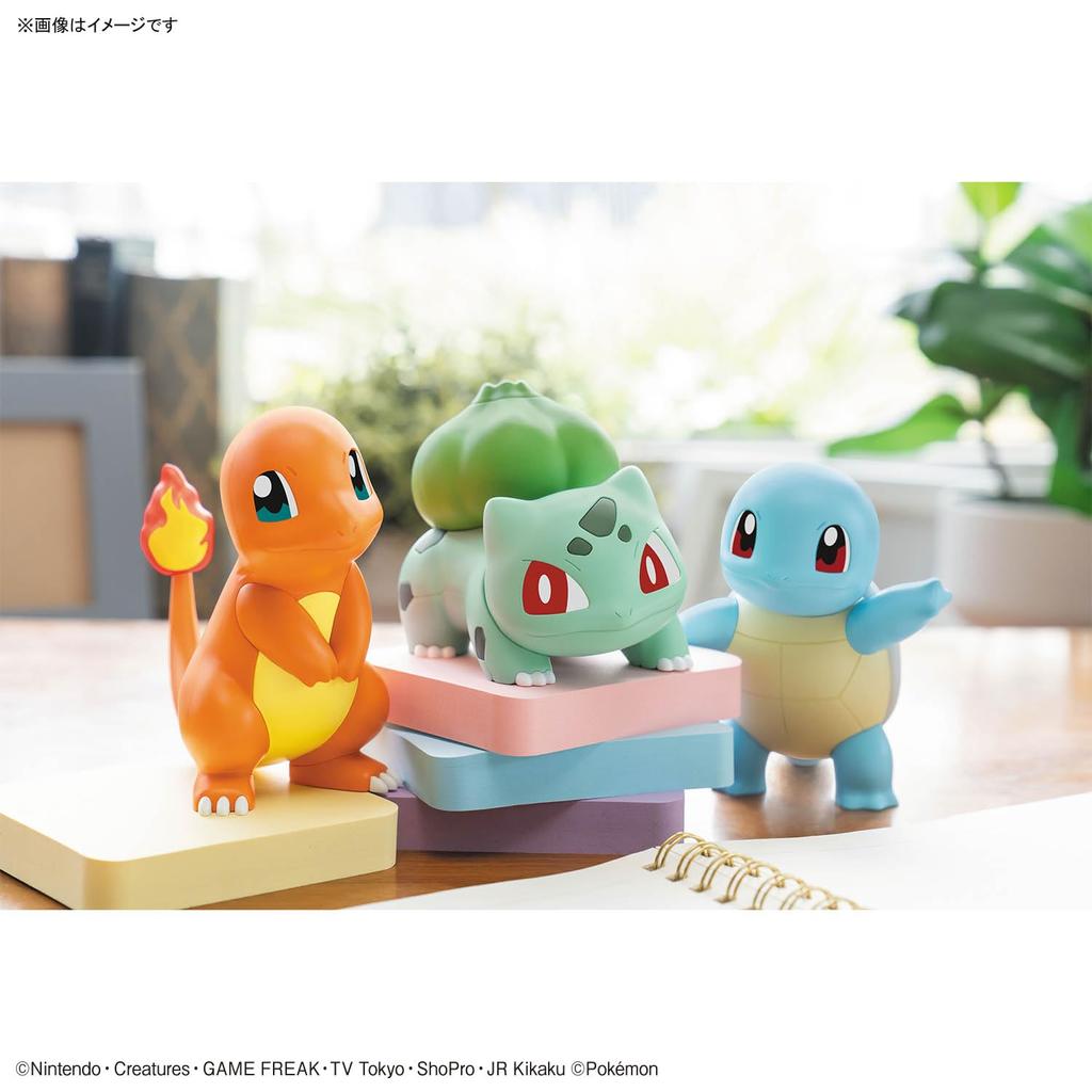 BANDAI SPIRITS Pokemon Plastic Model Collection Quick Charmander Bulbasaur Squirtle Set Plastic Model 11+13+17 & & Color-coded
