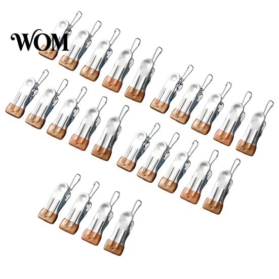 Non Marking Fabric Clips for Knitted Garments 24PCS Stainless Steel Clothes Pegs, with Non-Slip Rubber Coating, Heavy Duty Drying Line Hooks Home Use