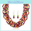 Bohemian African Style Wooden Bead Tassel Necklace And Earring Set For Summer Fashion
