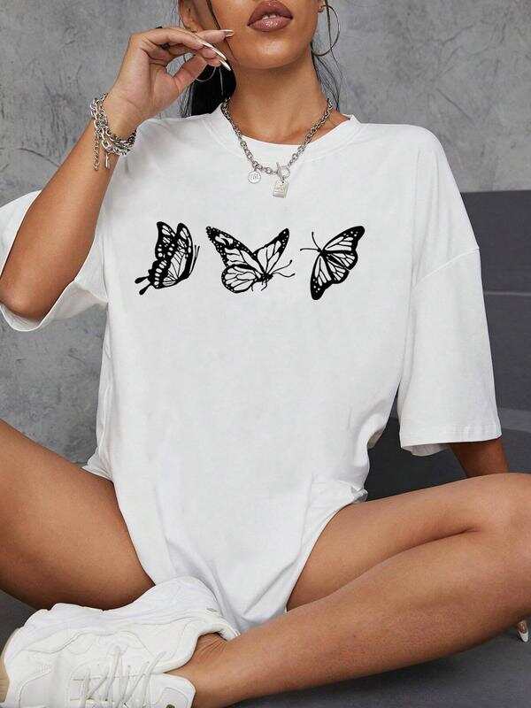 Unisex's Butterfly Graphic Print Round Neck T-Shirt