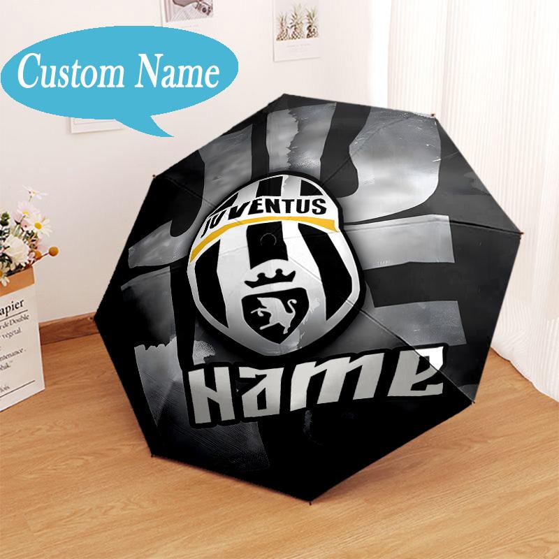 Custom Name Juventus Emblem Umbrella Folding Umbrella, Automatic Umbrella - 8-Frame for Travel, Casual Lightweight Personalized Gifts