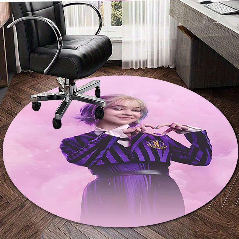 1pc Addams Family Wednesday9 Design Printed Area Round Carpet for Bedroom Living Room Home Decor Rugs Mat Non Slip Mat Rug for Bedside