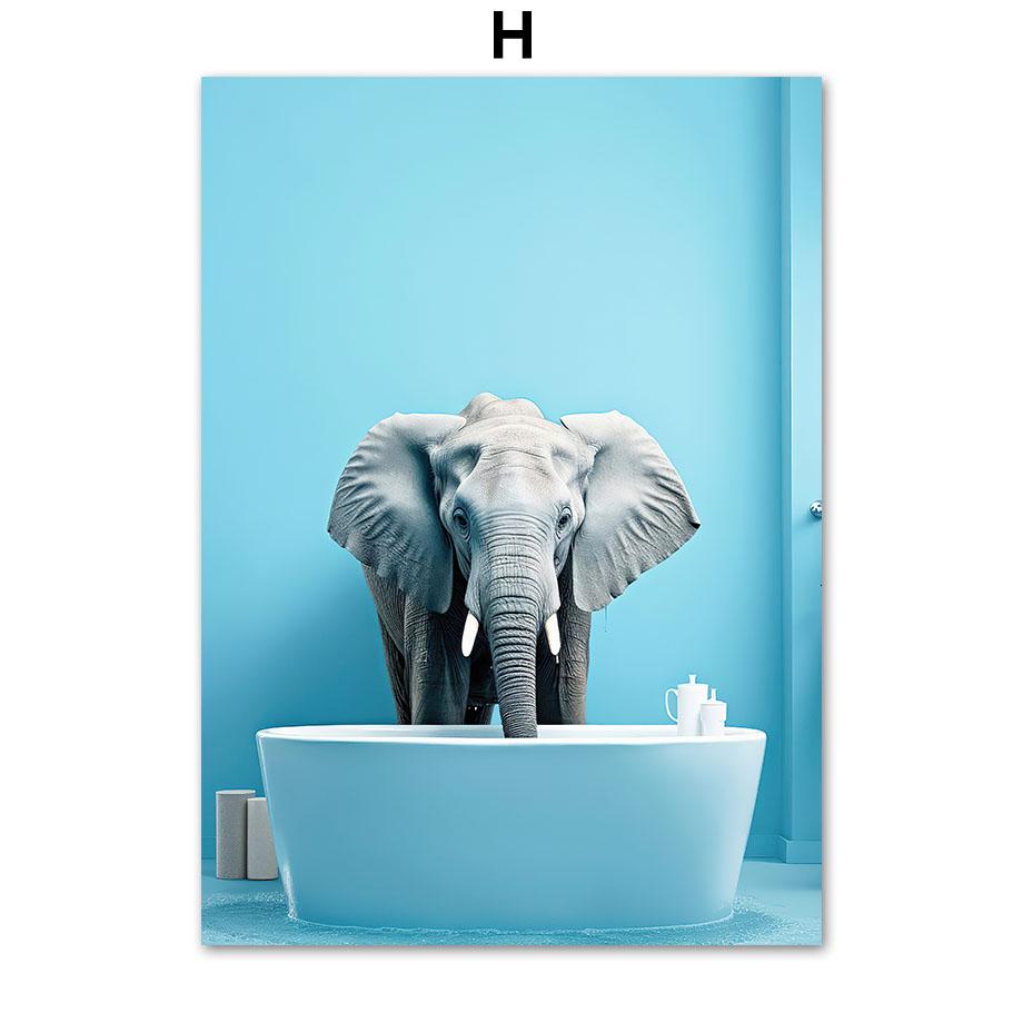 Забавный юмор для ванной комнаты, носорог, крокодил, леопард, сова, кенгуру, слон, собака, настенный домашний декор, туалетный плакат, художественный принт, холст, живопись