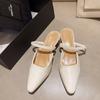 Fashion 2025 Spring Summer New Baotou Half Slippers High-heeled Shoes Fashion Shallow Mouth Elegant Mules Solid Color Slipper Sandals