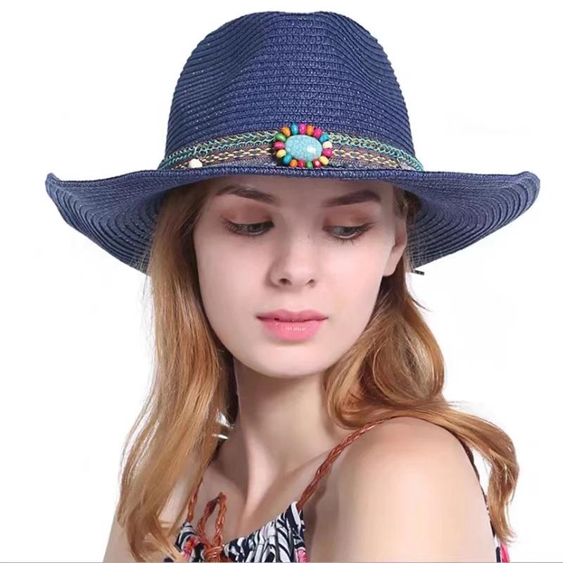 Summer Women's Men's Sun Hat Western Cowboy Gentleman Jazz Sunscreen Handmade Straw Hats