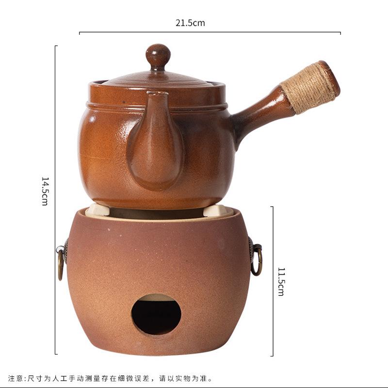 Печь-трансформер для подогрева чая в стиле ретро, устойчивая к высоким температурам керамическая заварочная печь с боковой ручкой, угольная печь, чайник, чайная утварь