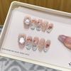 Чистые ручной работы фототерапевтические накладки для ногтей в стиле рококо с милым кроликом, многоразовые, съемные