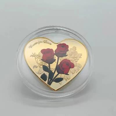Памятная монета Yousheng Lucky Love, креативная форма, двусторонний дизайн, романтические элементы, украшение для монеты на День святого Валентина