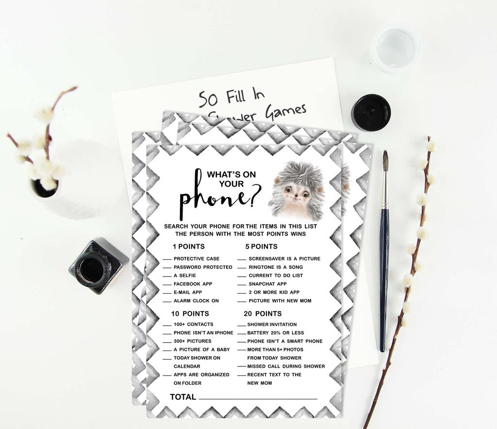 Inkdotpot Игровой набор Baby Shower из 50 игр BabyA AlphabetA ABCA Game Hedgehog Jungle Animals Party