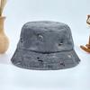Bucket hat outdoor retro washed puppy embroidery versatile sunshade trend season casual European and American fashion basin hat women's summer