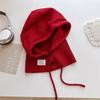 Soft Solid Balaclava Beanie Winter Women Warm Knit Hat Pile Caps Button Ear Protection Tie Pullover Hat Gift