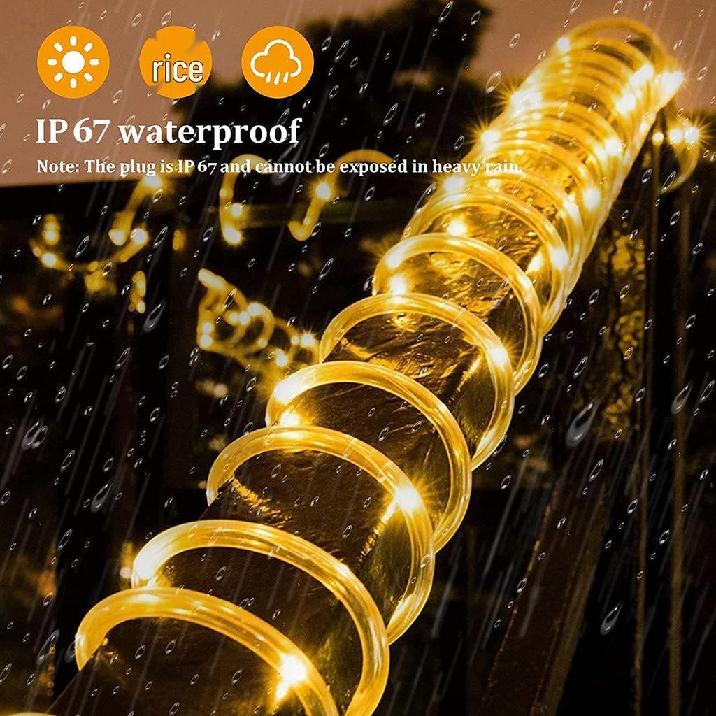 Rainbow 120 LED, 12m Outdoor Solar Neon Tube Lights, Waterproof Decorative Fairy Strip Lights