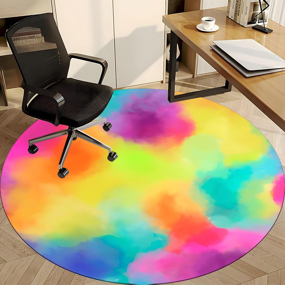 1pc Colorful AbstractChair Carpet for Office, Indoor Non-Slip Washable Polyester Fiber Carpet, Mat For Office, Machine Washable
