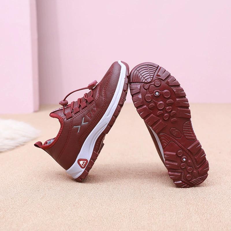 Осенне-зимние женские хлопковые туфли Кожаные Водонепроницаемые Хлопковые туфли Плюс Бархатные Утепленные Туфли для ходьбы Нескользящие Теплые Женские Хлопковые Ботинки