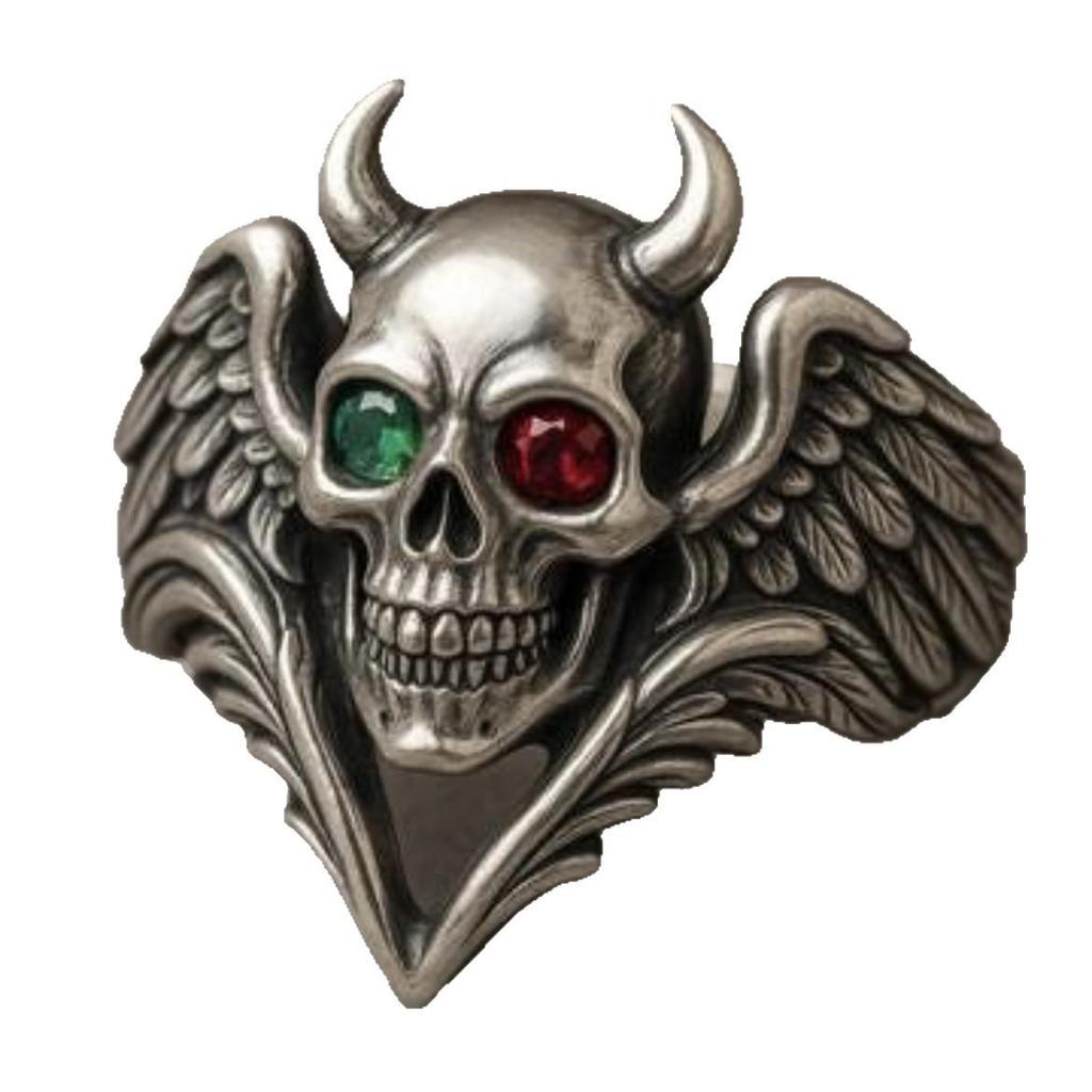 Экологичное кольцо-череп: 2026 Alloy Devil Angel Хэллоуинский Орнамент - Европейский и Американский Стиль
