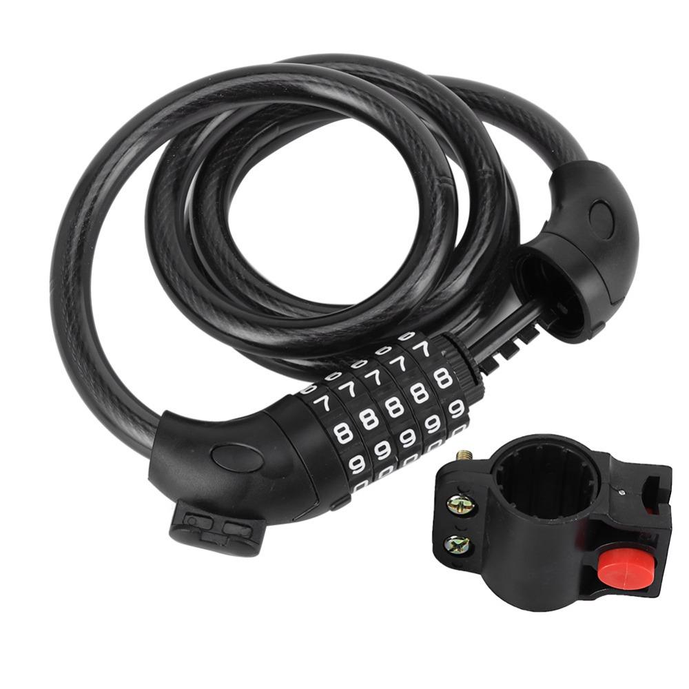 5-Digit Code Bike Lock with Mounting Bracket Antitheft Strip Lock Mountain Bicycle Lock Cycling