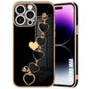 Case - EF CONNECTION - for iPhone 14 Pro Max - Black Silicone - Heart Pattern - Shockproof Scratch-Resistant