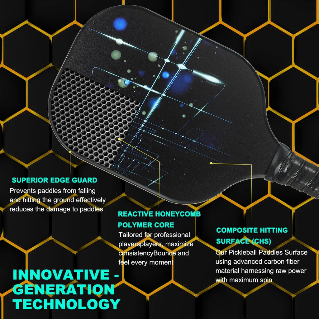 Набор ракеток для пиклбола PATIKIL, одобренная USAPA, ракетка для пиклбола с покрытием из стекловолокна и мягкой рукояткой, 2 ракетки, 4 мяча для пиклбола, 1 сумка для переноски для мужчин