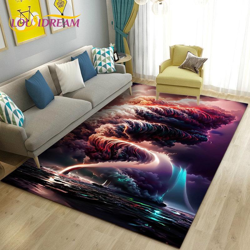 3D Dream Natural Tornado Cloud Area Rug,Carpet Rug for Living Bedroom Sofa Doormat Decoration,Children Play Non-slip Floor Mat