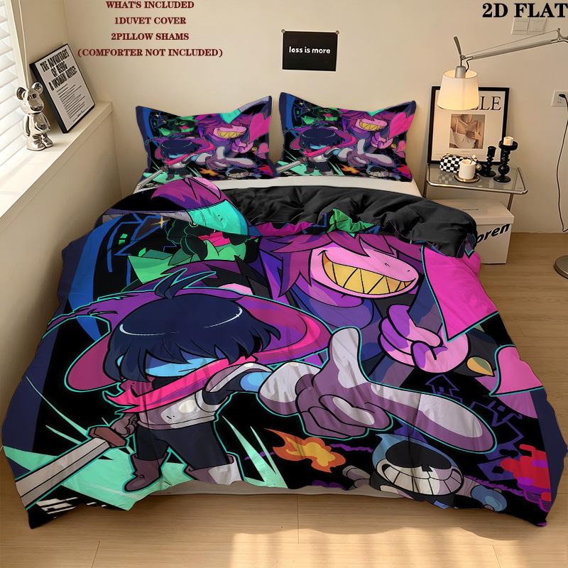 Deltarune Pattern Bedding Quilt Set Home Decoration Gift (1 * duvet cover + 2 * pillowcase without core)