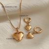 European-American Chic Peach Heart Necklace & Earring Set - Versatile Light Luxury Jewelry