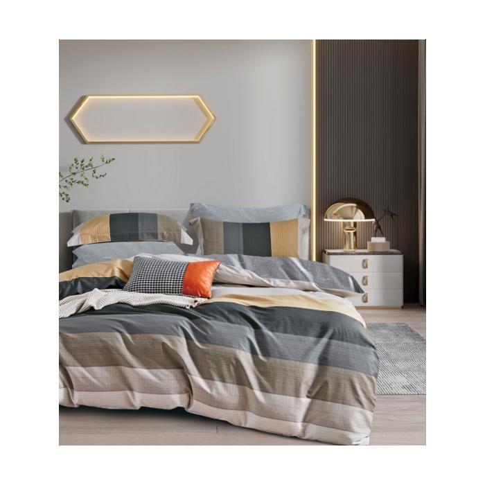 Parure de couette "Imprimé double face" percale de coton peigné 80 fils/cm² pour lit 140 à 160 - TH-38-25 -