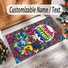 Pug Theme Crystal Velvet Floor Rug Personalized Custom Name Text Warm Carpet Home Decoration