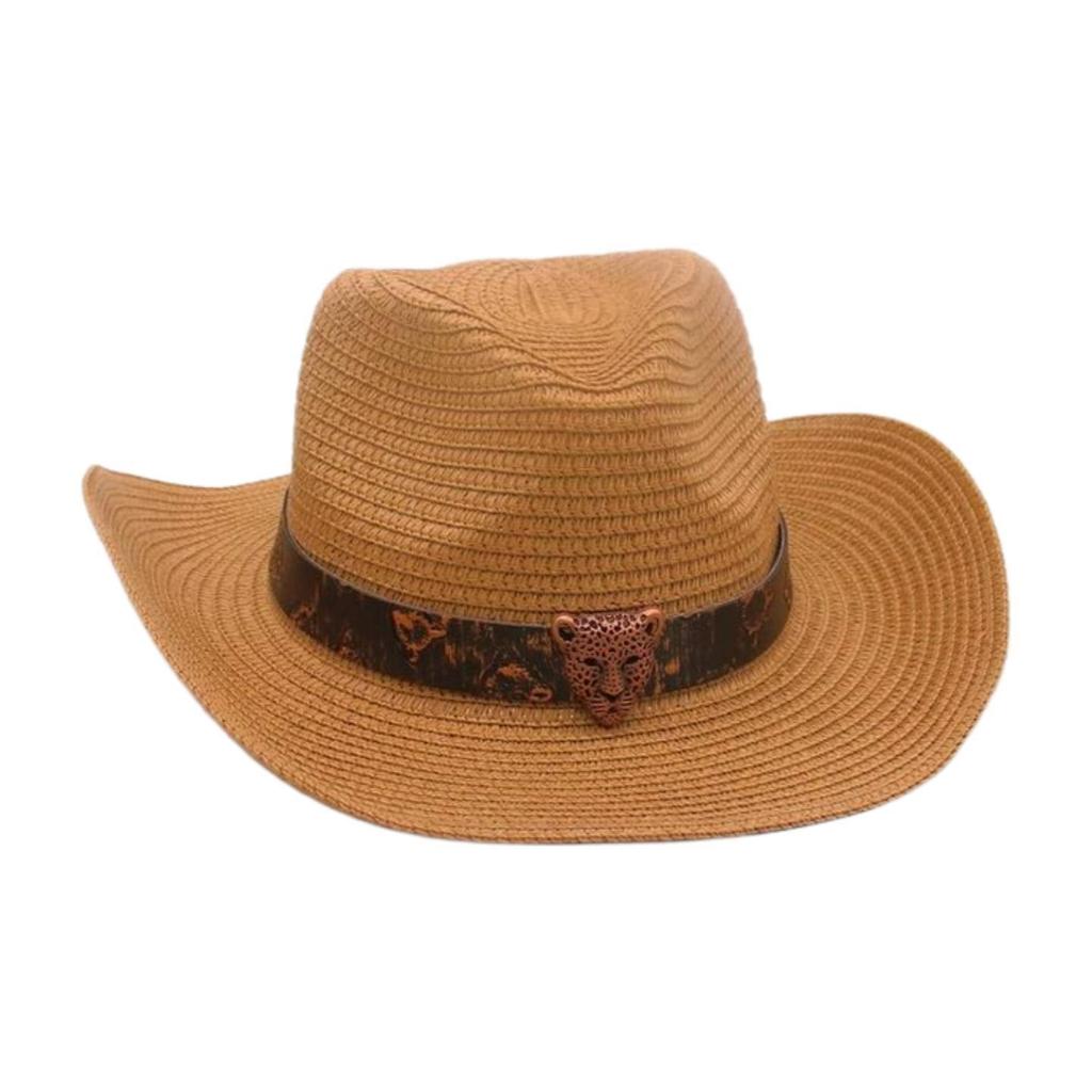 Премиум Этнический Стиль Плетеная Соломенная Шляпа Женская Пляжная Пляж Путешествия Соломенная Шляпа Западная Ковбойская Шляпа