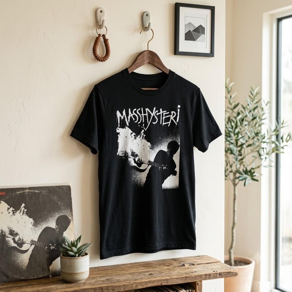 Masshysteri Punk Band Graphic T-Shirt Swedish Post-Punk Black Tee - T908