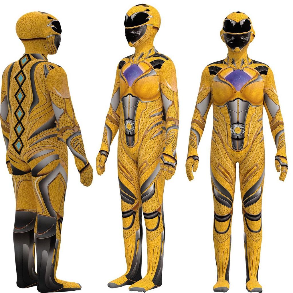 Kids Mighty Morphin Power Rangers Costume Jumpsuit For Halloween Or Cosplay Parties