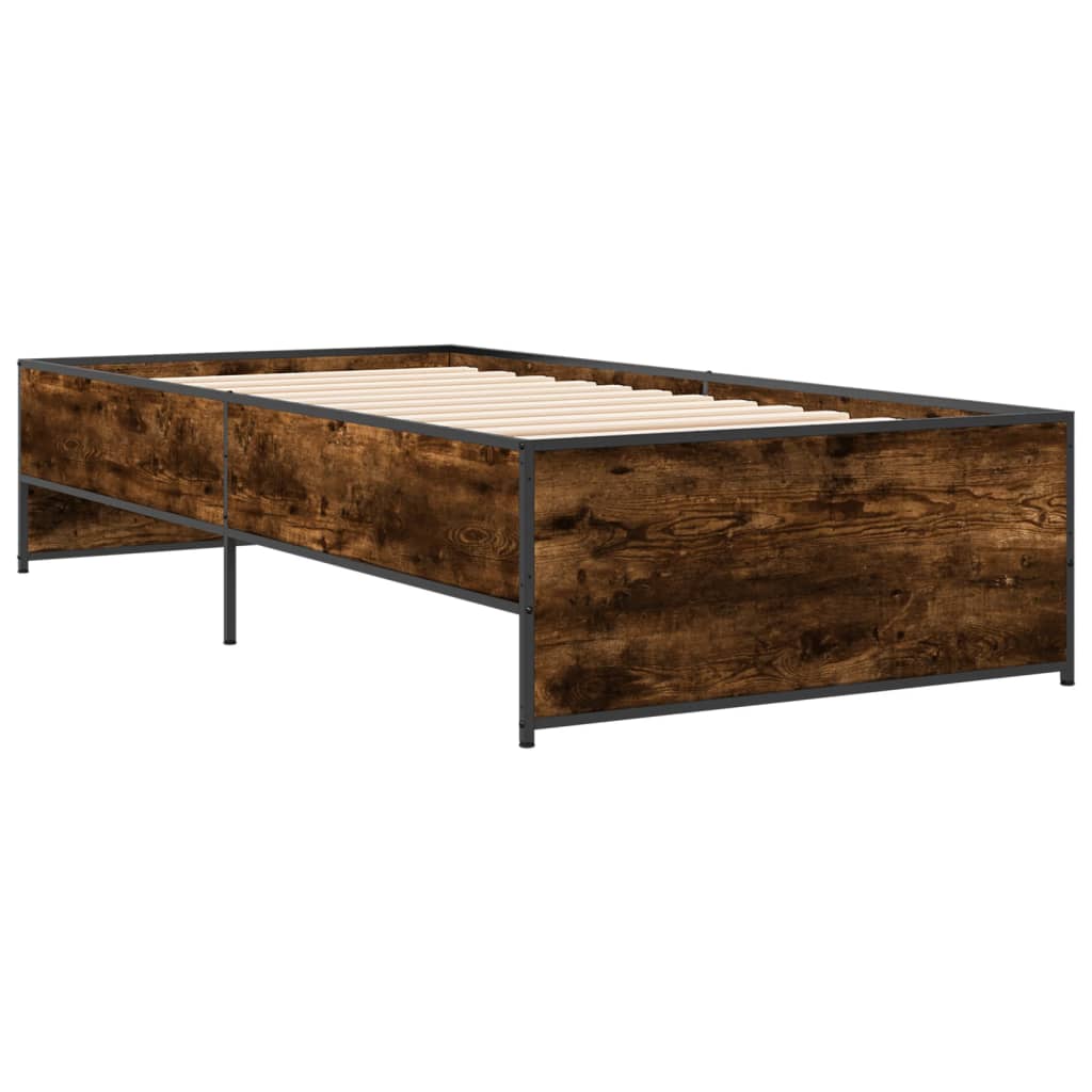 Vidaxl Rama Łóżka, Przydymiony Dąb, 75X190 Cm, Materiał Drewnopochodny