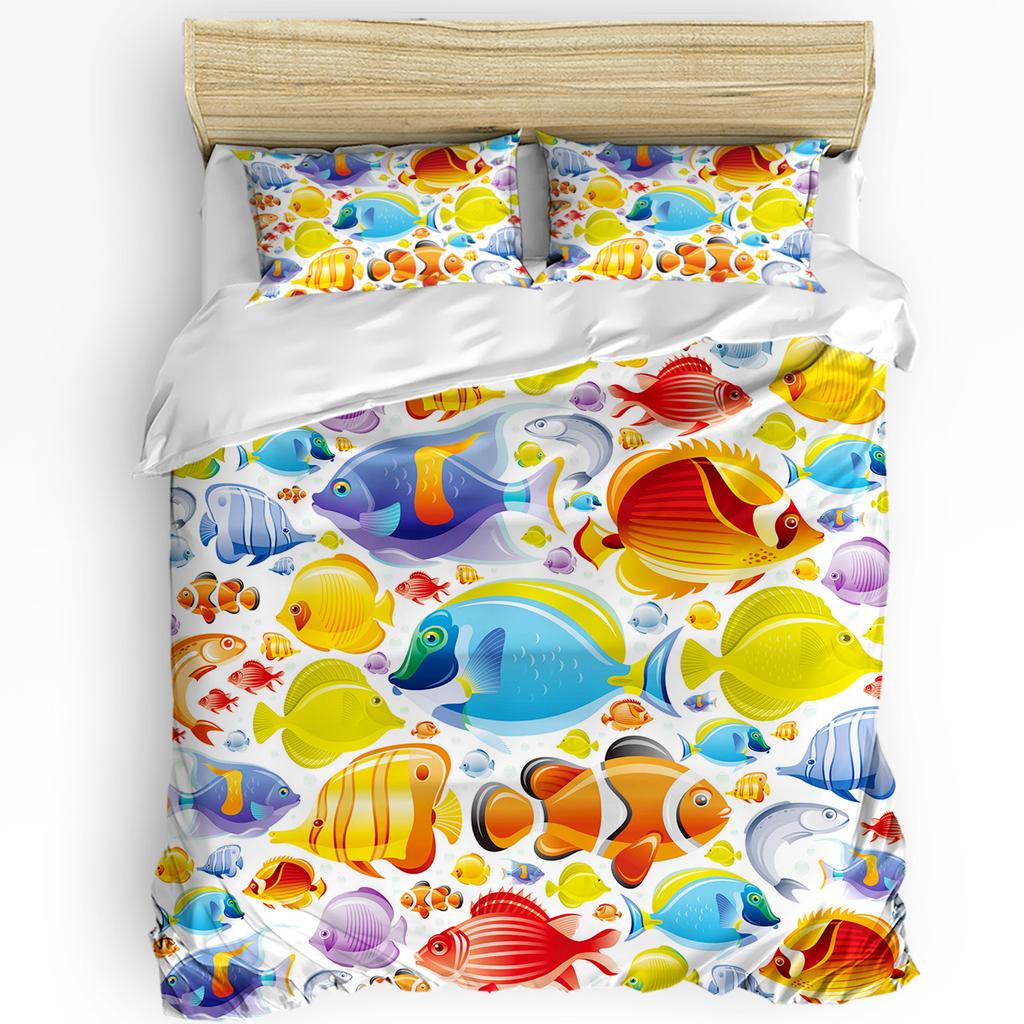 Animal Green Fish Duvet Cover Bed Bedding Collection For Double Home Textile Quilt Cover Pillowcases Bedroom Bedding Collection No Linen
