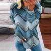 Women's Casual Hoody Geometry Print Sweatshirts Long Sleeved O Neck Fashion Hoodies Female Autumn Tops