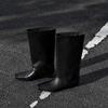 Версия из коровьей кожи~ осень и зима новая корейская версия простых квадратных носков универсальный темперамент низкий каблук ботфорты женские ботинки-чулки средней длины