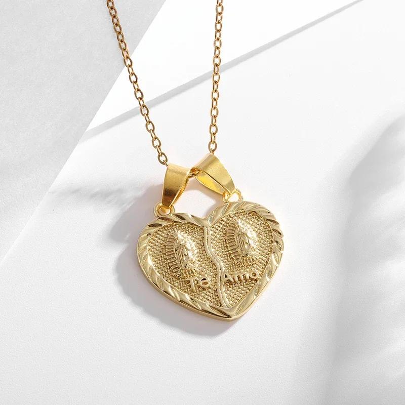 Exquisite Zircon Catholic Virgin Mary of Guadalupe Medal Necklace Women's Fashion Good Luck Amulet Jewelry