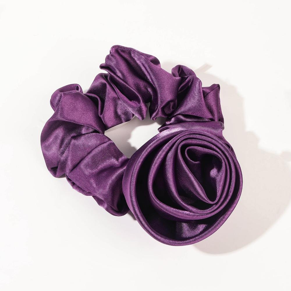 Flower Design Korean Hair Bands Satin Material Big Flower Scrunchies Satin Hair Rope Korean Style