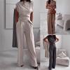 Summer European And American New Loose Casual Suit Solid Color Simple And Elegant Sleeveless Ladies Trousers Suit