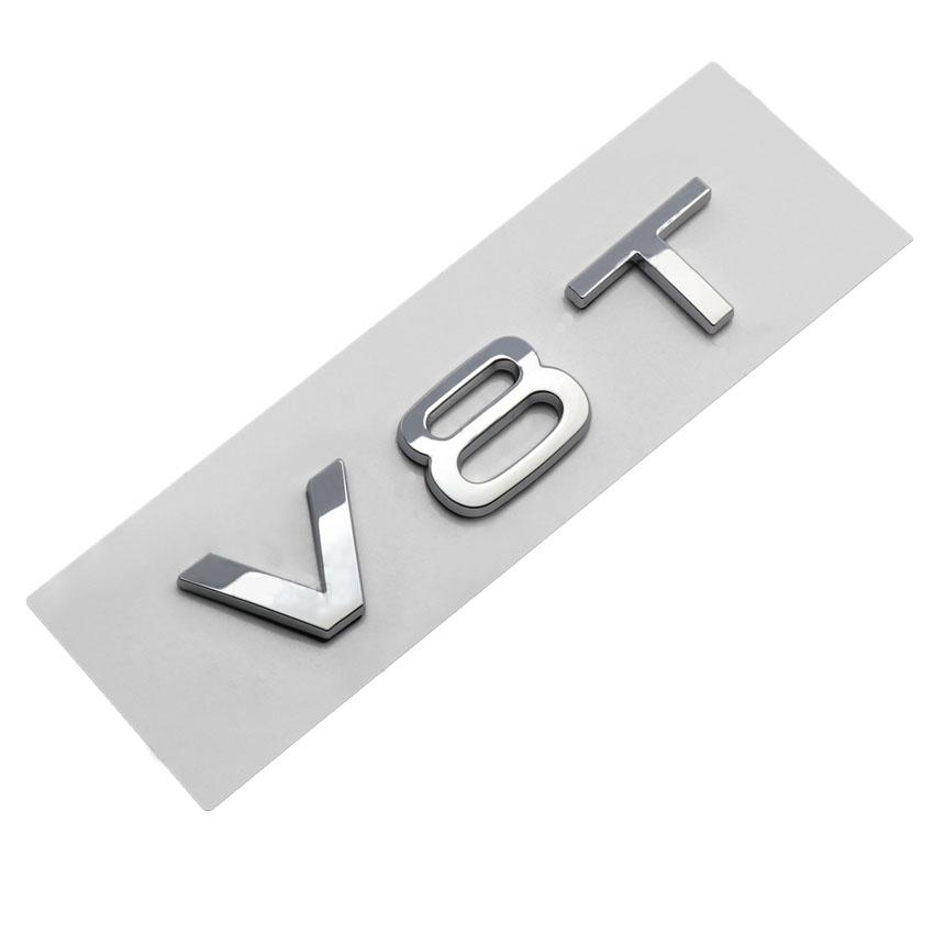V6T V8T W12 V10 Logo Car Trunk Emblem Badge Sticker ABS Car Refurbishment Decoration Black Knight Style Modification Suitable