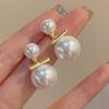 Серебряная игла, французская жемчужная серьга двойного ношения, женские серьги-гвоздики, легкая роскошь, нишевые, высокого класса, популярные серьги в этом году